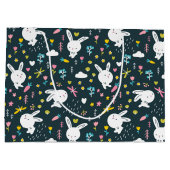 Frühlingsflorale Kaninchen Geschenktasche Große Geschenktüte (Rückseite)