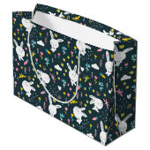 Frühlingsflorale Kaninchen Geschenktasche Große Geschenktüte (Rückseite Schrägansicht)