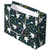Frühlingsflorale Kaninchen Geschenktasche Große Geschenktüte (Vorderseite Schrägansicht)