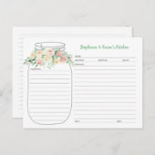 Frühlingsflorale Mason Jar Neu verheiratete Rezept Ankündigungspostkarte (Vorne/Hinten)