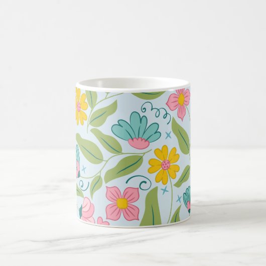 Frühlingsflorale Muster auf Light Blue Kaffeetasse (Mittel)