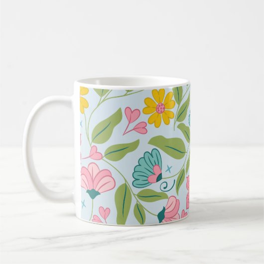 Frühlingsflorale Muster auf Light Blue Kaffeetasse (Links)