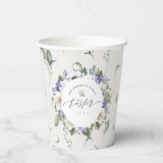 Frühlingsflorale Osterfeier Pappbecher (Rückseite)