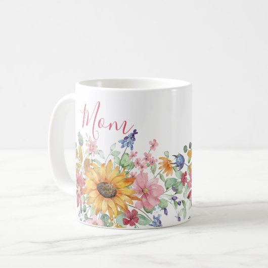 Frühlingsflorale Personalisierte Mama Kaffeetasse (Vorderseite Links)