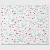 Frühlingsflorale Pflaume Minzgelb Retrorad Geschenkpapier (Flach)