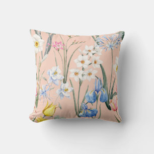 Frühlingsflorale, Retro-Tapete. Kissen