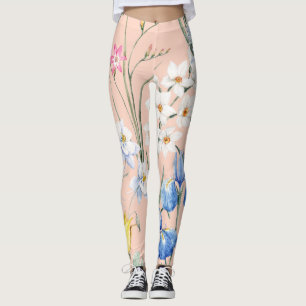 Frühlingsflorale, Retro-Tapete. Leggings