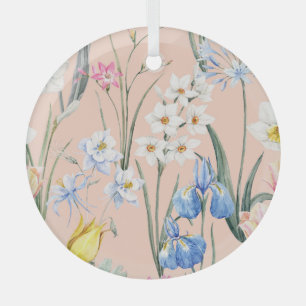 Frühlingsflorale, Retro-Tapete. Ornament Aus Glas