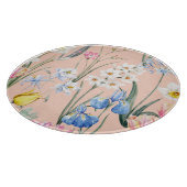 Frühlingsflorale, Retro-Tapete. Schneidebrett (Ecke)