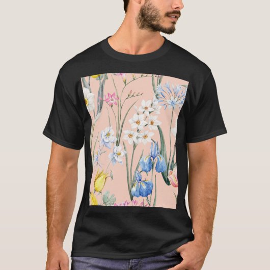 Frühlingsflorale, Retro-Tapete. T-Shirt (Vorderseite)