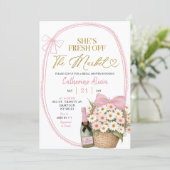 Frühlingsflorale Rosa Coquette Daisy Hochzeitsdusc Einladung (Stehend Vorderseite)