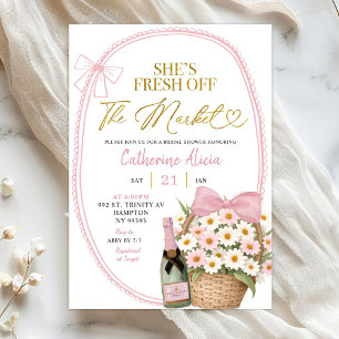Frühlingsflorale Rosa Coquette Daisy Hochzeitsdusc Einladung