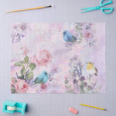 Frühlingsflorale Rose Bird Pink Garden Seidenpapier (Basteln)