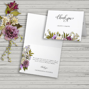 Frühlingsflorale Rustikale Hochzeit Danke Karte