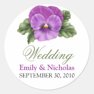 Frühlingsflorale Stiefmütterchen Hochzeit Einladun Runder Aufkleber