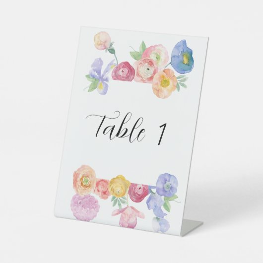 Frühlingsflorale Tischnummer Sockelschild (Vorderseite)