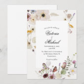 Frühlingsflorale Wasserfarbe Einladung Hochzeit (Vorne/Hinten)