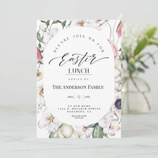 Frühlingsflorale Wasserfarbe Osterfest Einladung (Stehend Vorderseite)