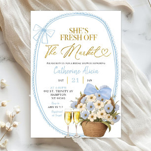 Frühlingsflorales Blaue Kokette Daisy Brautparty Einladung