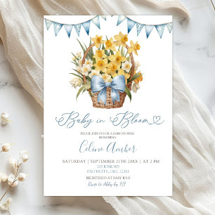 Frühlingsflorales Blaues Coquette-Baby-Shower Einladung