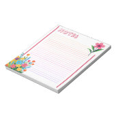 Frühlingsflorales Frisch & Farbige Linien Notizblock (Rotiert)