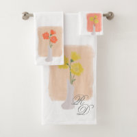 Frühlingsfloralvase Botanisches Badetuch Set