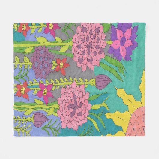 Frühlingsflorengarten Fleecedecke (Vorderseite (Horizontal))