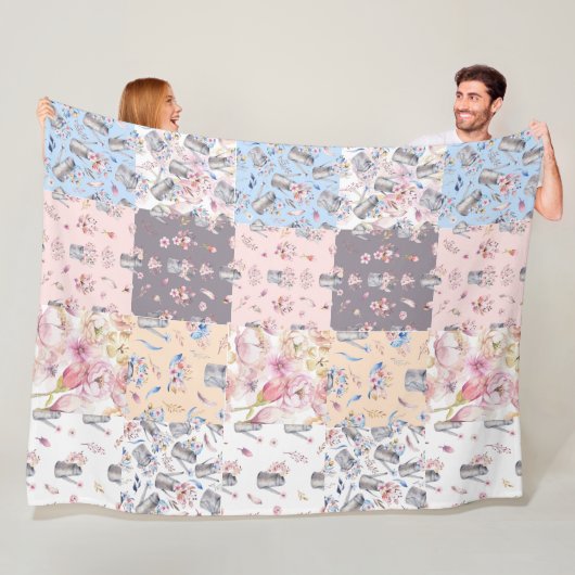 Frühlingsflorengarten Patchwork Fleece Blanket (Beispiel)