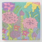 Frühlingsflorengarten Steinuntersetzer (Vorderseite)