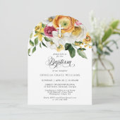 Frühlingsflorenkreuz Christliche Taufe mit Foto Einladung (Stehend Vorderseite)