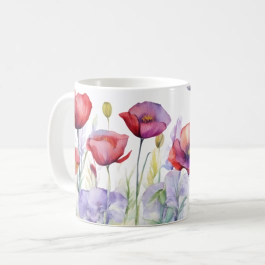 Frühlingsflüstern – Mohnblüten-Tasse Kaffeetasse (Vorderseite Links)