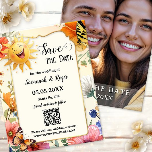 Frühlingsfoto mit Wildblumen - Save the Date Ankündigung