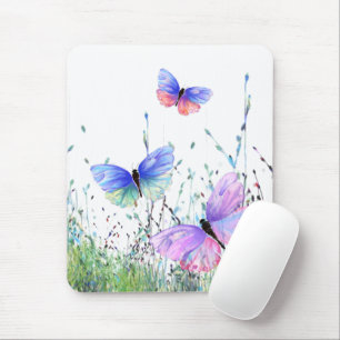 Frühlingsfreude - Bunte Schmetterlinge fliegen in  Mousepad