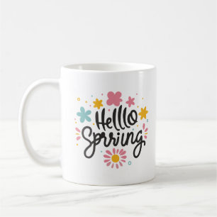 Frühlingsfreude Charmantes Hallo Frühling Blumenre Kaffeetasse