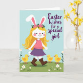 Frühlingsfreude Mädchen Und Vogel Karte (Gelbe Blume)