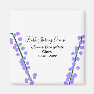 Frühlingsfrische Camping-Lavendelblumen Name Datum Magnet