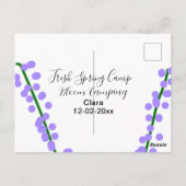 Frühlingsfrische Camping-Lavendelblumen Name Datum Postkarte (Rückseite)