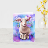 Frühlingsfrühling Osterlamm florale Aquarellkarte Karte (Gelbe Blume)