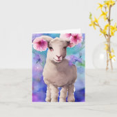 Frühlingsfrühling Osterlamma Floral Wasserfarbe Karte (Gelbe Blume)