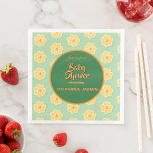 Frühlingsgänseblümchen auf pastellgrünem Salbei Serviette