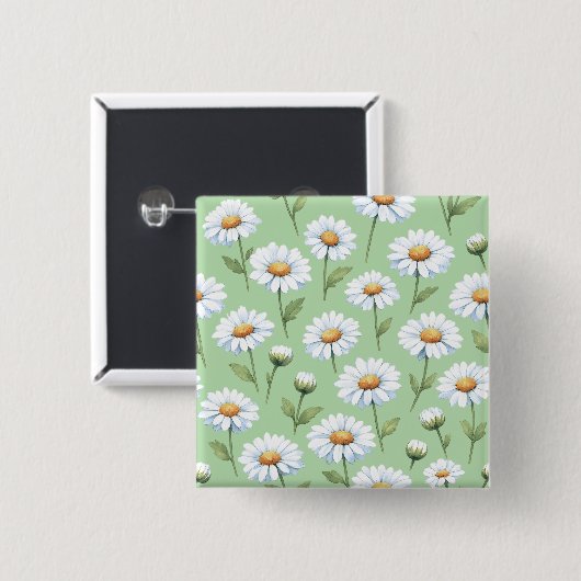Frühlingsgänseblümchen-Muster Button (Vorne & Hinten)