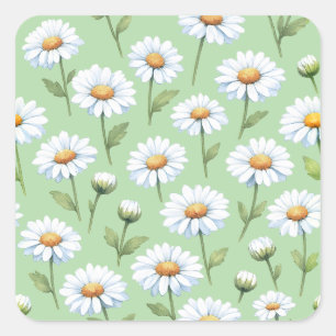 Frühlingsgänseblümchen-Muster Quadratischer Aufkleber