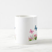 Frühlingsgarten & Blaue Schmetterlinge Blumen-Tass Kaffeetasse (Mittel)
