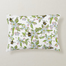 Frühlingsgarten blüht und Hummeln Dekokissen