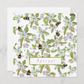 Frühlingsgarten blüht und Hummeln Einladung (Vorne/Hinten)