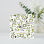 Frühlingsgarten blüht und Hummeln Einladung (Stehend Vorderseite)