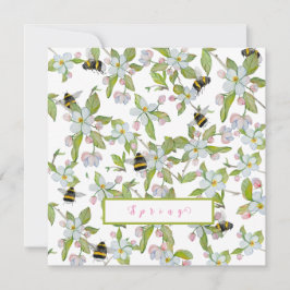 Frühlingsgarten blüht und Hummeln Einladung