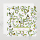 Frühlingsgarten blüht und Hummeln Einladung (Vorne/Hinten)