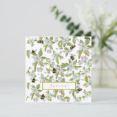 Frühlingsgarten blüht und Hummeln Einladung (Stehend Vorderseite)