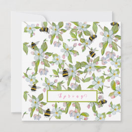 Frühlingsgarten blüht und Hummeln Einladung